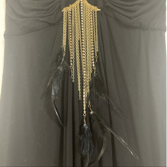 SKY Strapless Top with chains and feathers xs - Picture 2 of 13